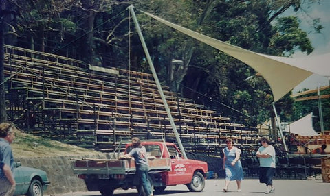 Temporary seating for Pope John Paul II's 1986 Mass
